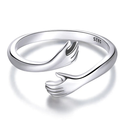 "925 Sterling Silver Adjustable Hug Ring for Women - His Big Loving Hugs Collection"