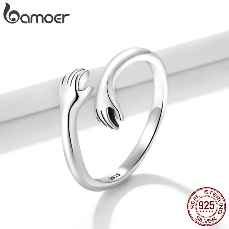 "925 Sterling Silver Adjustable Hug Ring for Women - His Big Loving Hugs Collection" - The Girly Things