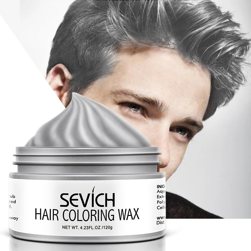 Temporary Hair Color Wax Men Diy Mud One-Time Molding Paste Dye Cream Hair Gel for Hair Coloring Styling Silver Grey 120G