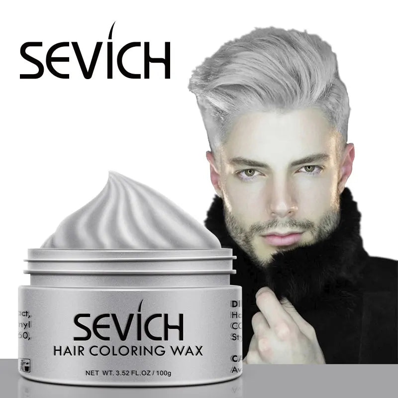 Temporary Hair Color Wax Men Diy Mud One-Time Molding Paste Dye Cream Hair Gel for Hair Coloring Styling Silver Grey 120G