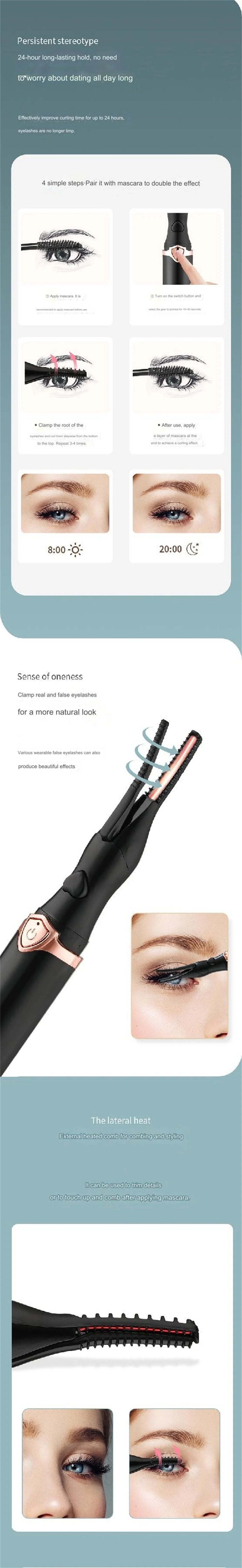 USB Rechargeable Electric Heated Eyelash Curler - Long-Lasting Curl, Quick Heating, Portable & Safe Lash Curler for Effortless Lash Styling, Heat Adjustable Eyelash Curler for Natural Looking Curls, Ideal for All Lash Types