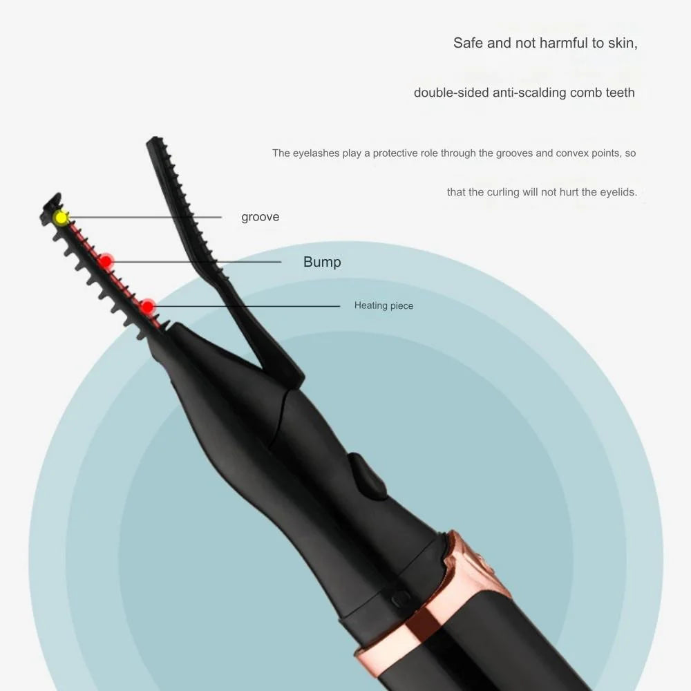 USB Rechargeable Electric Heated Eyelash Curler - Long-Lasting Curl, Quick Heating, Portable & Safe Lash Curler for Effortless Lash Styling, Heat Adjustable Eyelash Curler for Natural Looking Curls, Ideal for All Lash Types