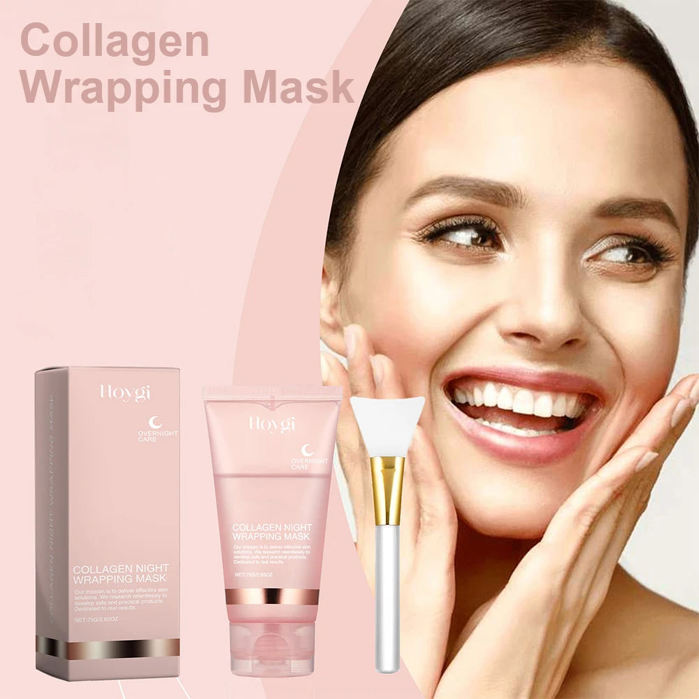 HOYGI Collagen Peel-Off Mask Gently Cleanses Face Night Wrapping Cream Moisturize Nourish The Skin Reduce Wrinkles 2.53 oz 75ml