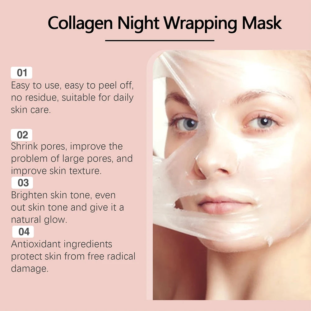 HOYGI Collagen Peel-Off Mask Gently Cleanses Face Night Wrapping Cream Moisturize Nourish The Skin Reduce Wrinkles 2.53 oz 75ml