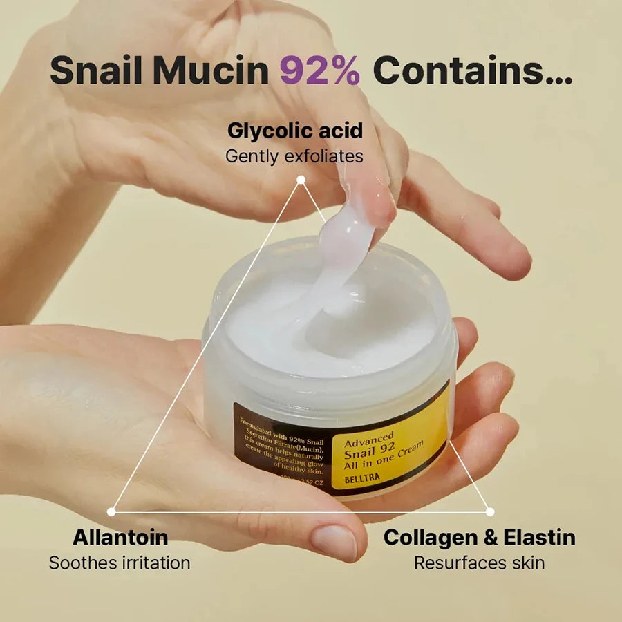 Advanced Snail Mucin 92% Snail Anti-Aging Repair Cream Skin Barrier Improvement Nourishing Cream Korean Skin Care Facial Cream