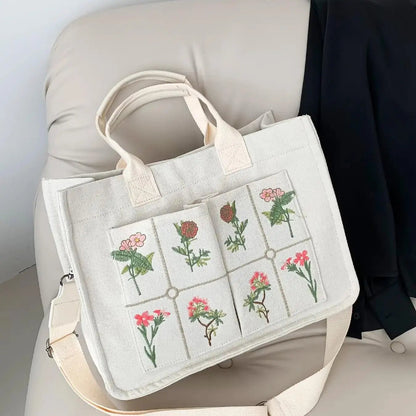 Elegant Flower Embroidered Tote Bag - The Girly Things