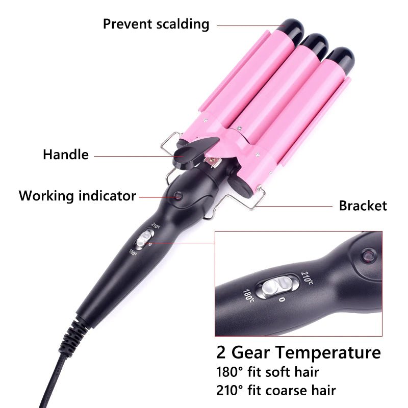 Professional Hair Curling Iron Ceramic Triple Barrel Hair Curler Irons Hair Wave Waver Styling Tools Hair Styler Wand - The Girly Things