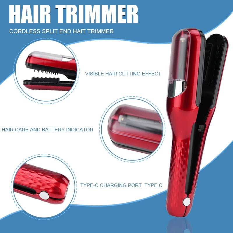 Rechargeable Cordless Split Hair Trimmer, Hair Split Ends Trimmer, Remover Damaged Hair, Repair Hair Care Treatment - The Girly Things