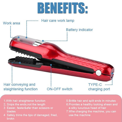 Rechargeable Cordless Split Hair Trimmer, Hair Split Ends Trimmer, Remover Damaged Hair, Repair Hair Care Treatment - The Girly Things